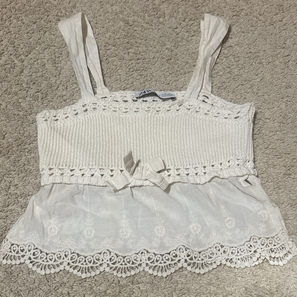 Zara Cream Lace Camisole with Bow